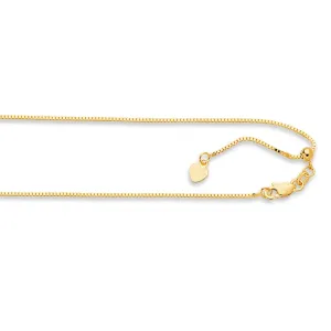 14kt 22 inches Yellow Gold .85mm Diamond Cut Adjustable Box Chain with Lobster Clasp