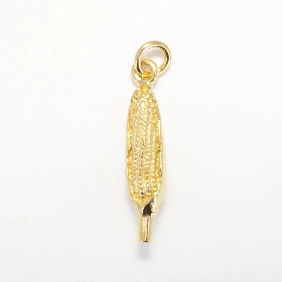 14kt Gold Vermeil Corn charm for Charm Bracelet in Smaller Size
