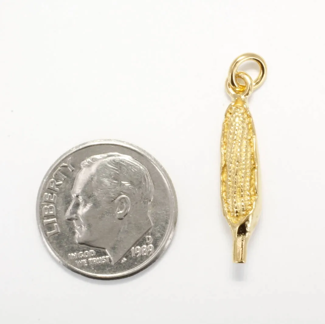 14kt Gold Vermeil Corn charm for Charm Bracelet in Smaller Size