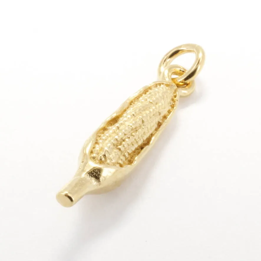 14kt Gold Vermeil Corn charm for Charm Bracelet in Smaller Size