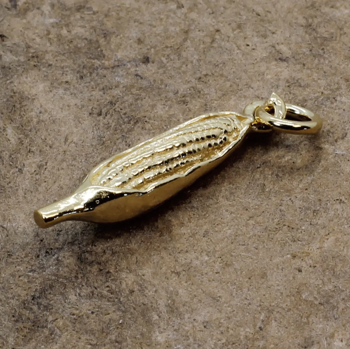 14kt Gold Vermeil Corn charm for Charm Bracelet in Smaller Size
