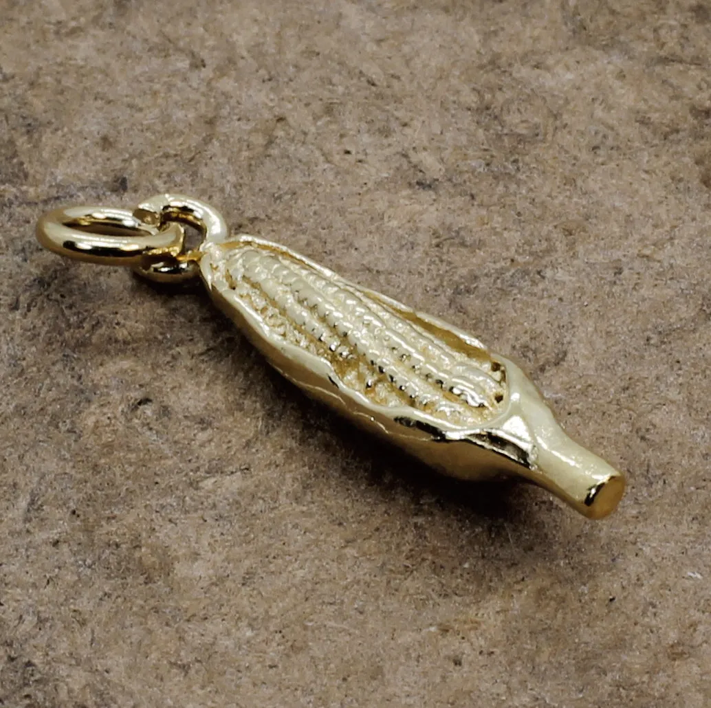 14kt Gold Vermeil Corn charm for Charm Bracelet in Smaller Size