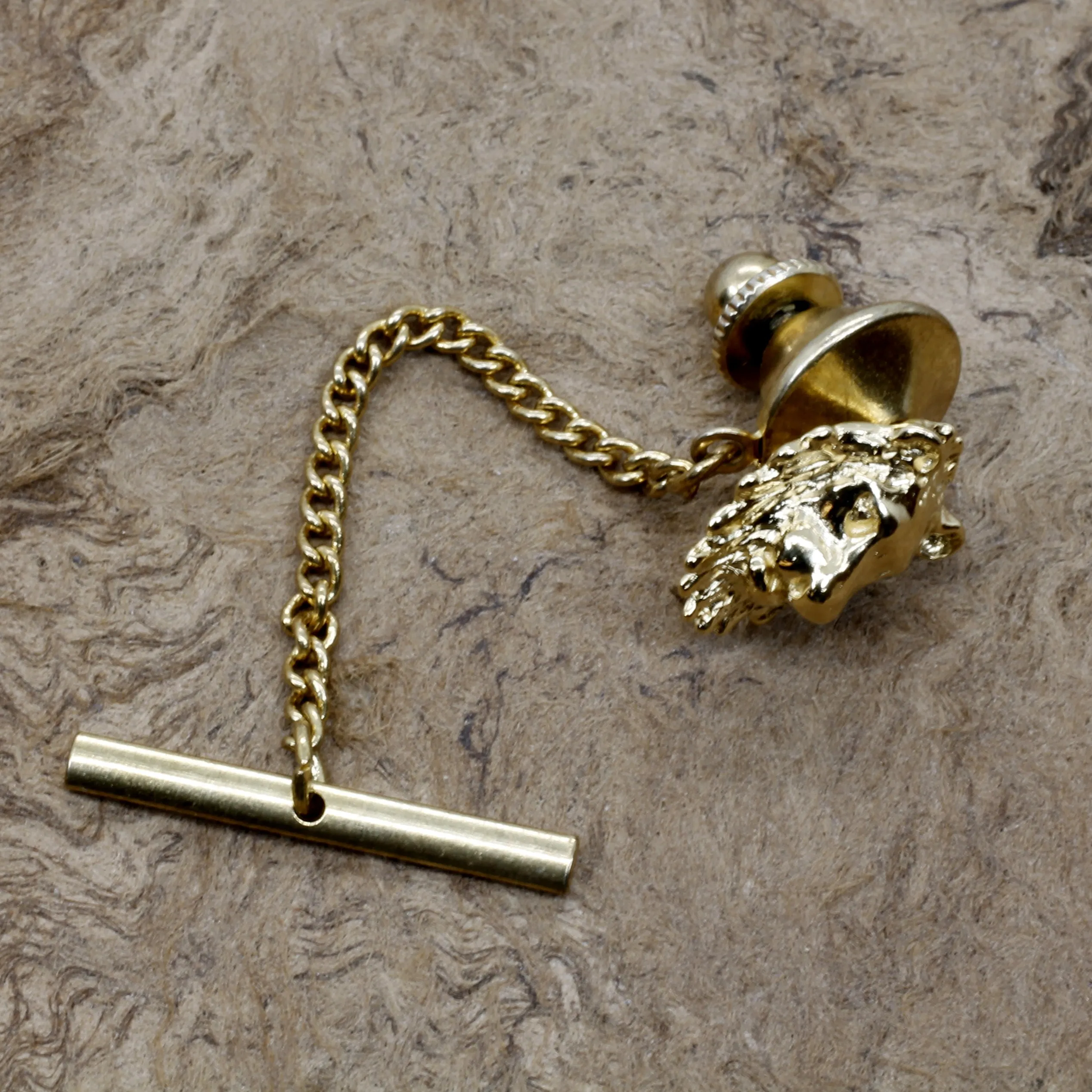 14kt Gold Vermeil Lion Head Tie Tack for man