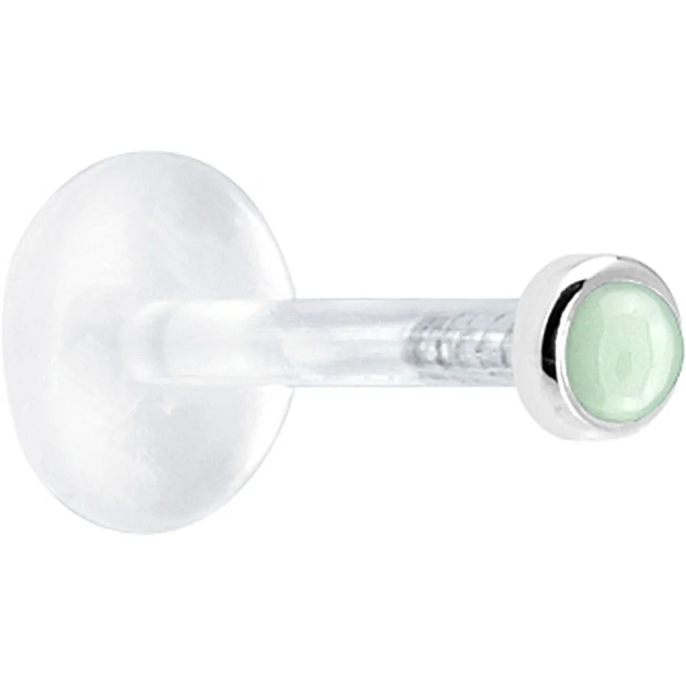 16 Gauge 1/4 Solid 14KT White Gold 2mm Genuine Aventurine Quartz Bioplast Tragus Earring Stud