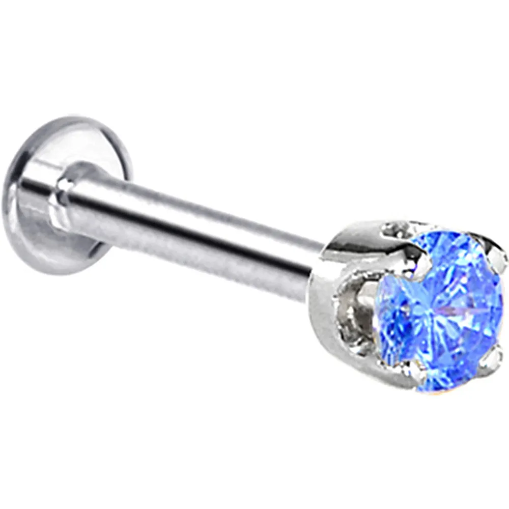 16 Gauge Solid 14KT White Gold 3mm Arctic Cubic Zirconia Tragus Earring Stud