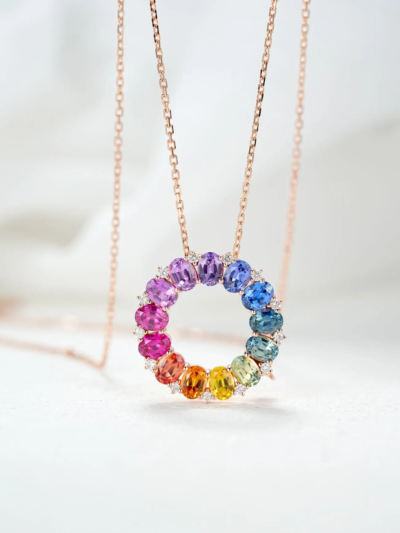 18K Gold Donut Round Cut Pendant Brooch Dual Use