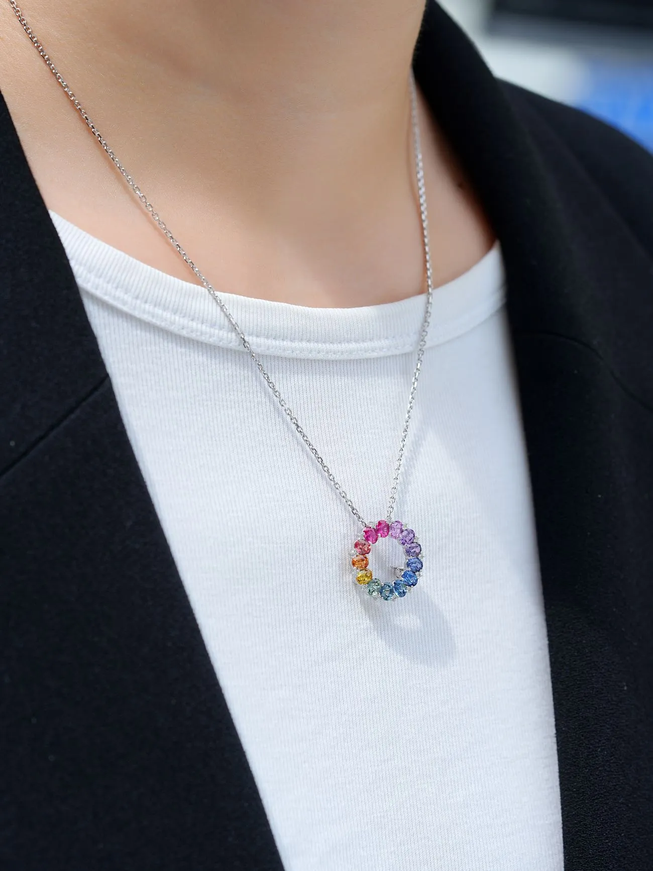 18K Gold Donut Round Cut Pendant Brooch Dual Use