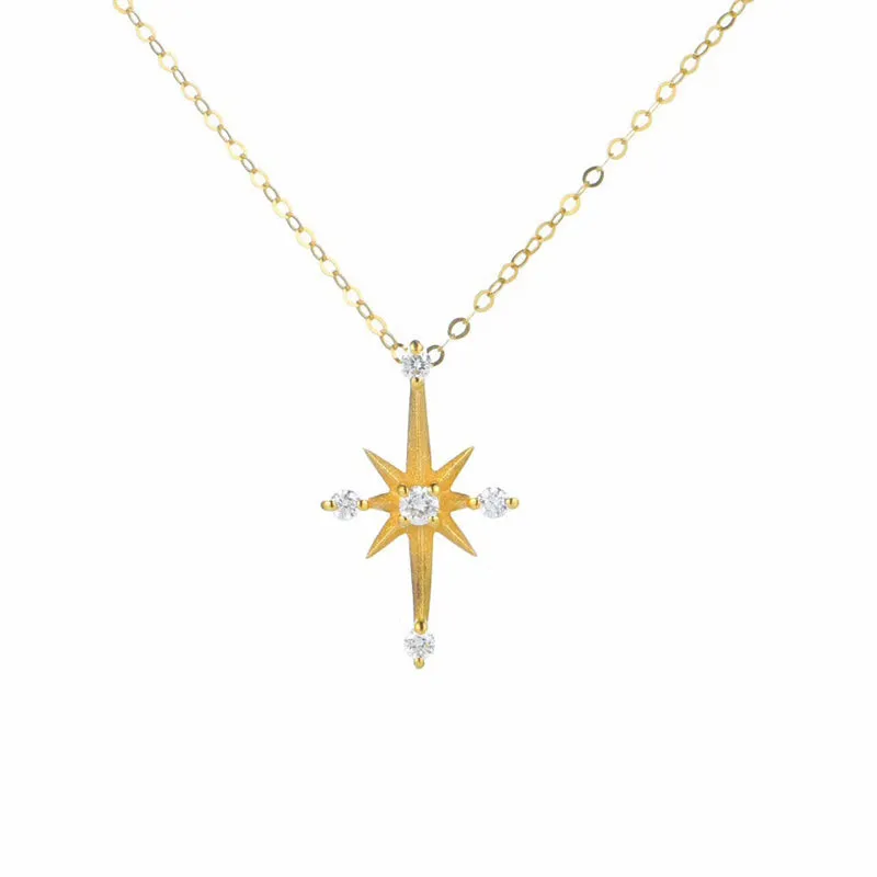 18K Gold Natural Emerald Diamond Cross Pendant Necklace
