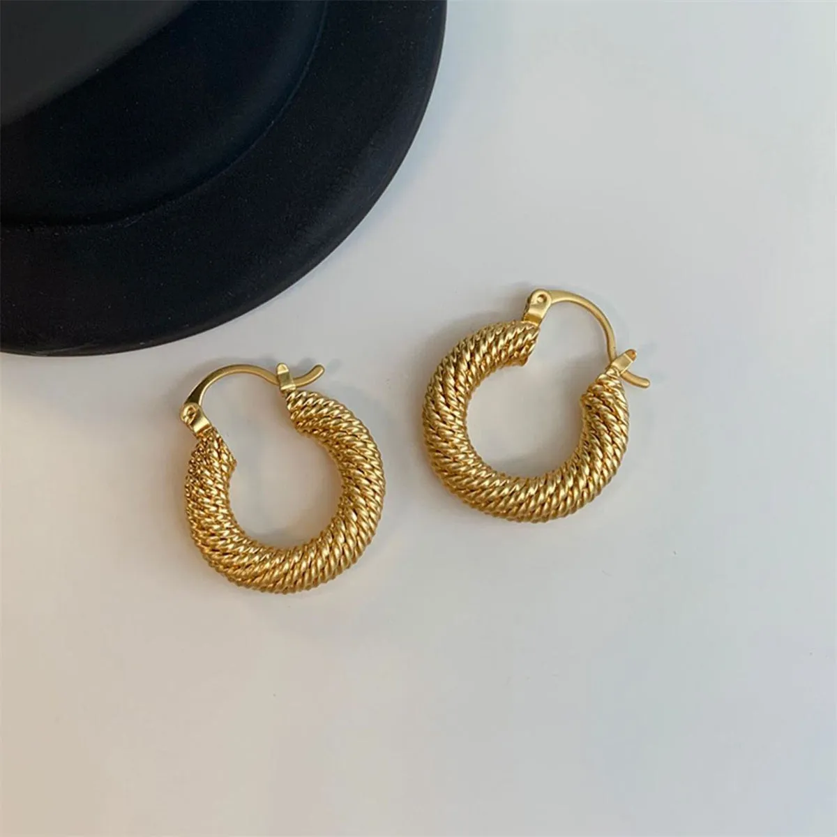 18K Gold Plated Braided Hoop Earrings