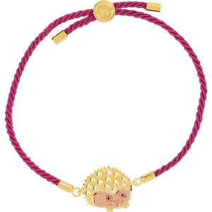 18K Yellow & Rose Vermeil Hedgehog Pink Satin 8" Bracelet for Protection