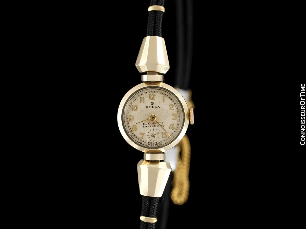 1937 Rolex Vintage Ladies Dress Watch with Scalloped Lugs - 9K Solid Gold