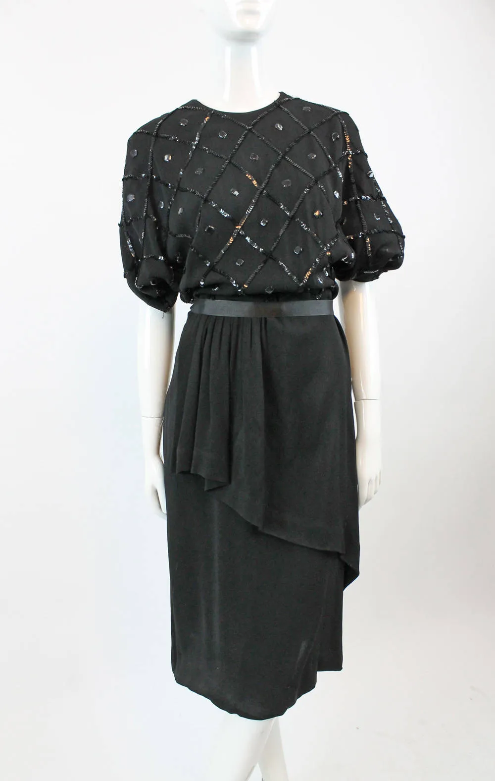 1940s sequin peplum dress rayon medium | new fall