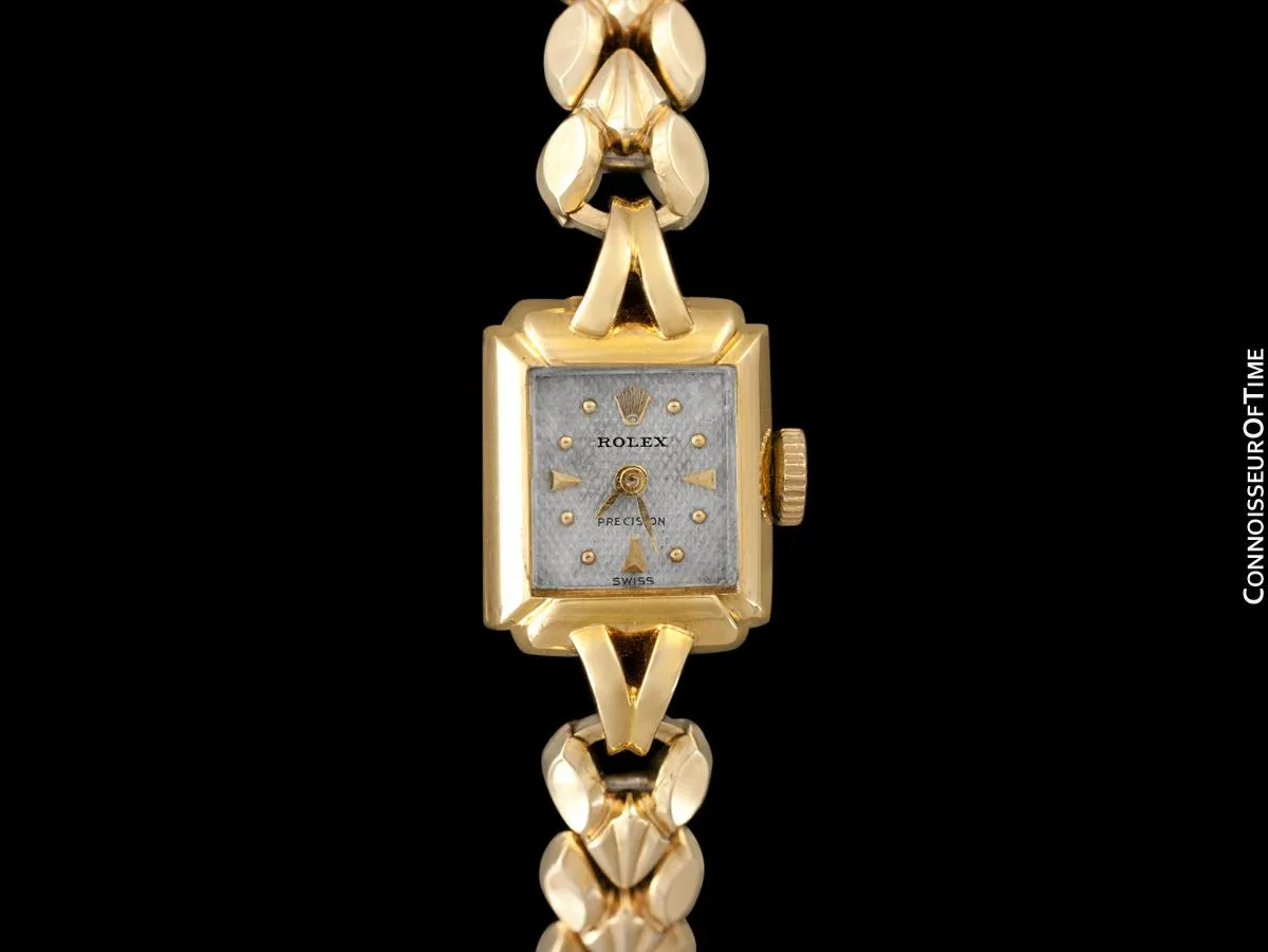 1953 Rolex Precision Vintage Pre-Cellini Ladies Watch, Ref. 8542 - 18K Gold with Rare Box & Tag