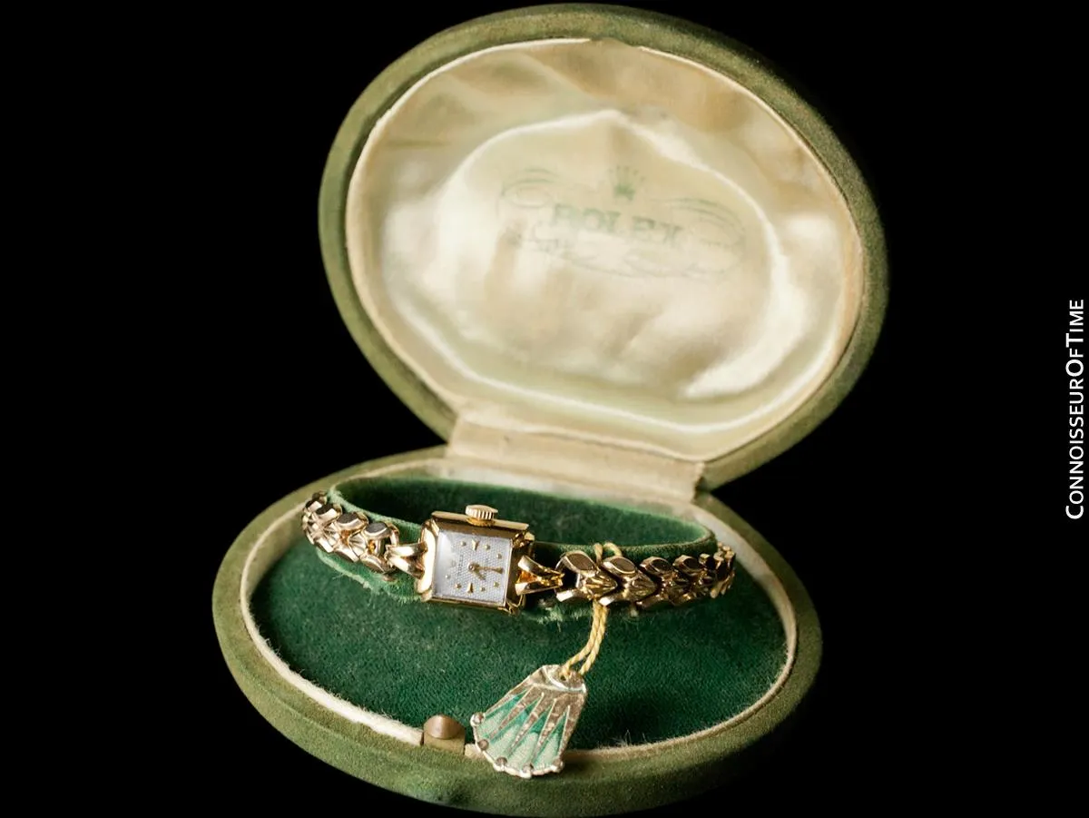 1953 Rolex Precision Vintage Pre-Cellini Ladies Watch, Ref. 8542 - 18K Gold with Rare Box & Tag