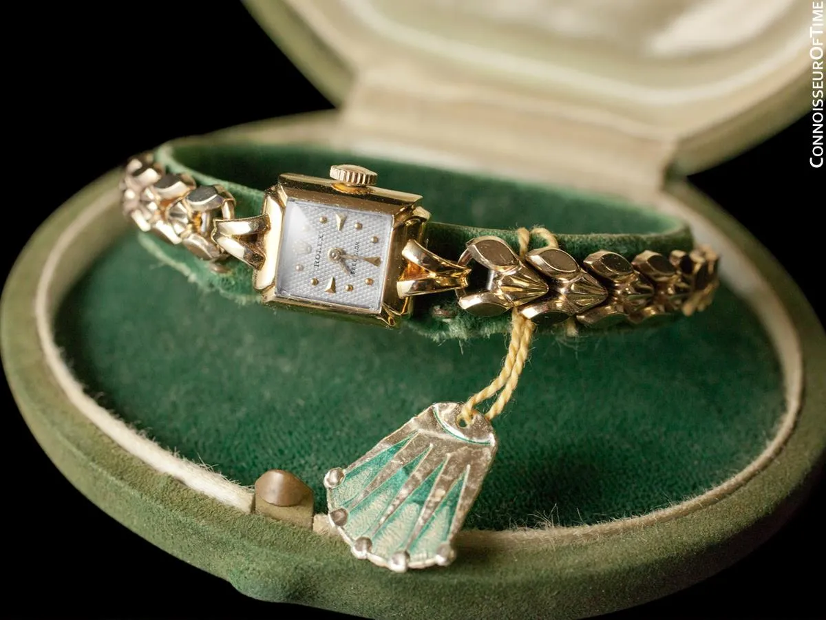 1953 Rolex Precision Vintage Pre-Cellini Ladies Watch, Ref. 8542 - 18K Gold with Rare Box & Tag