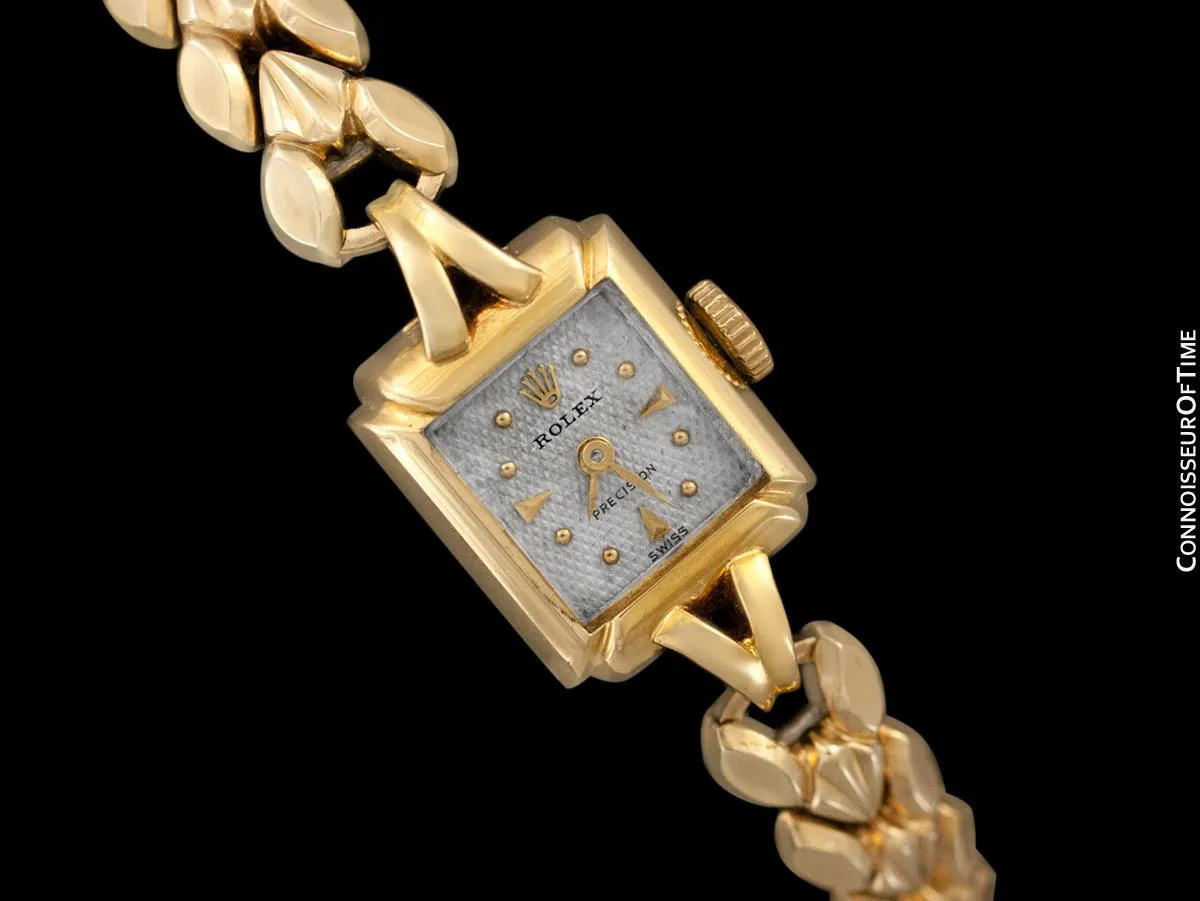1953 Rolex Precision Vintage Pre-Cellini Ladies Watch, Ref. 8542 - 18K Gold with Rare Box & Tag