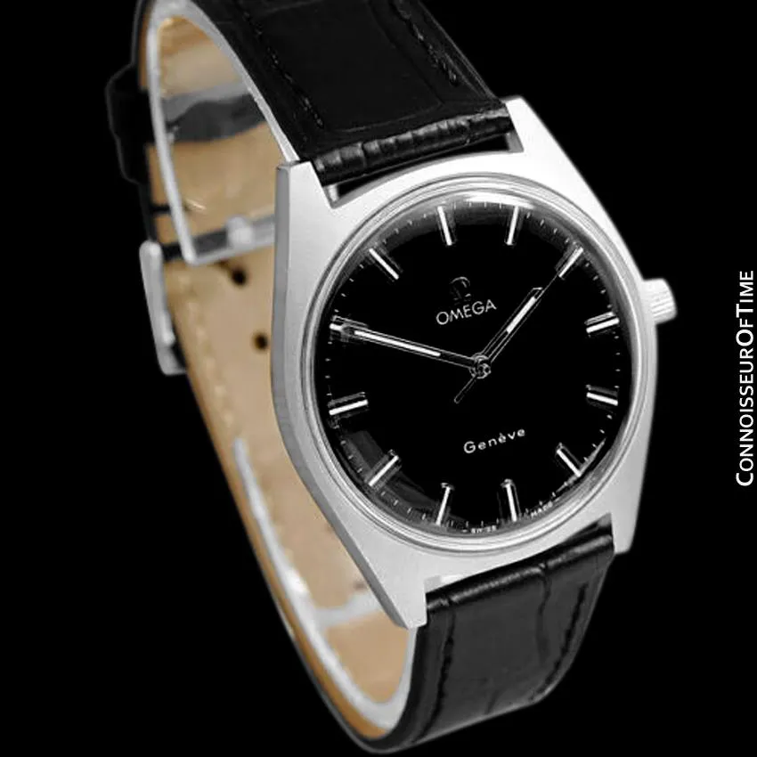 1970 Omega Geneve Vintage Mens Waterproof Style Dress Watch - Stainless Steel