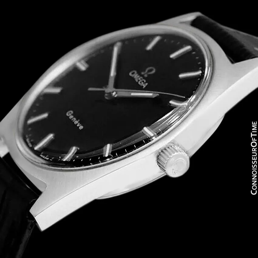 1970 Omega Geneve Vintage Mens Waterproof Style Dress Watch - Stainless Steel