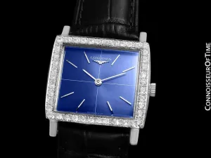 1970's Longines Vintage Mens Midsize Ultra Thin Classic Watch - Stainless Steel & Diamonds