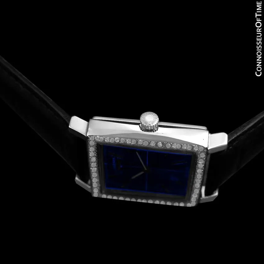 1970's Longines Vintage Mens Midsize Ultra Thin Classic Watch - Stainless Steel & Diamonds