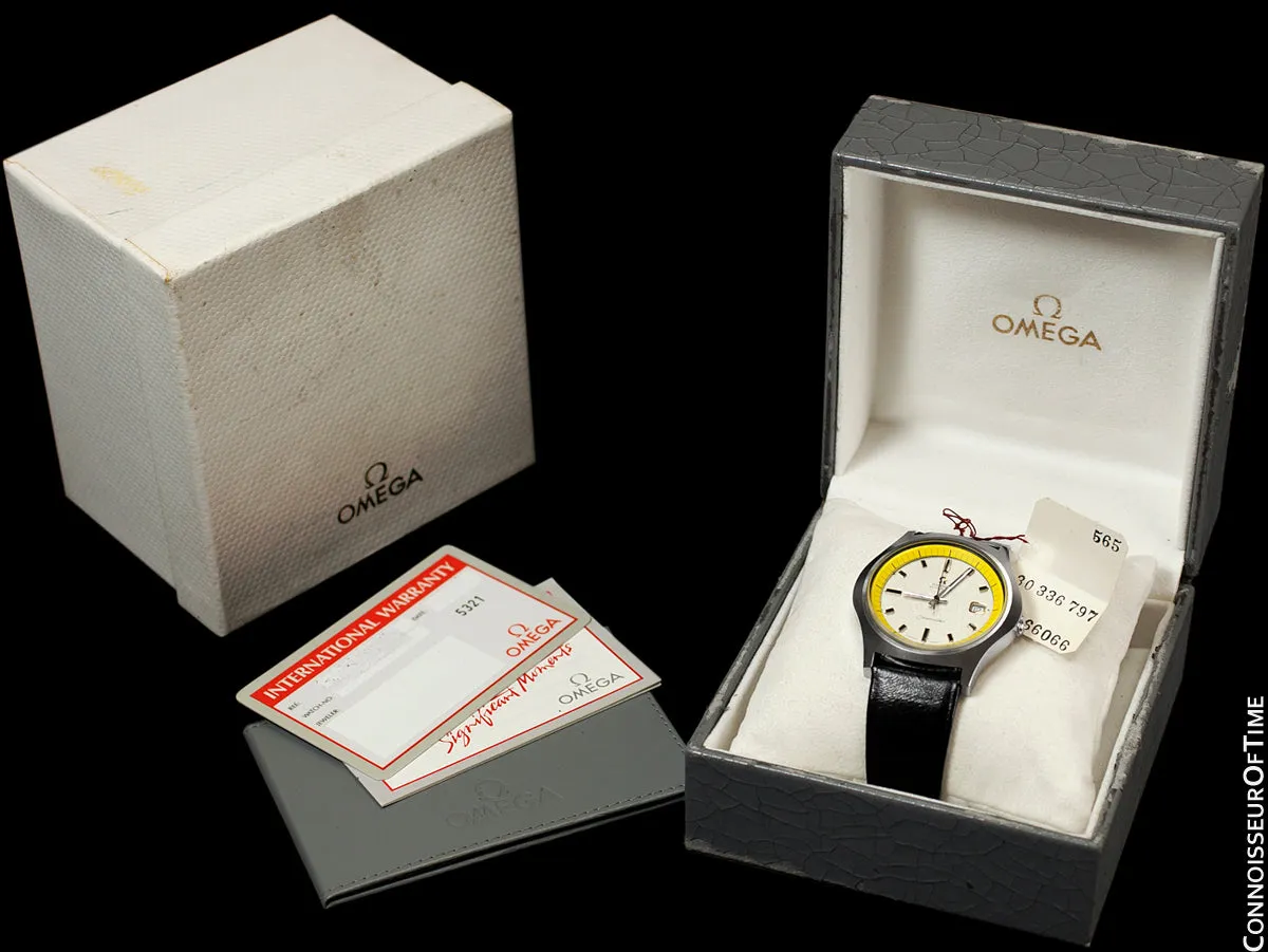 1971 Omega Seamaster Mens Vintage Stainless Steel 42mm Watch with Cal. 565 - Rare 1st Edition Big Yellow with Box & Tag