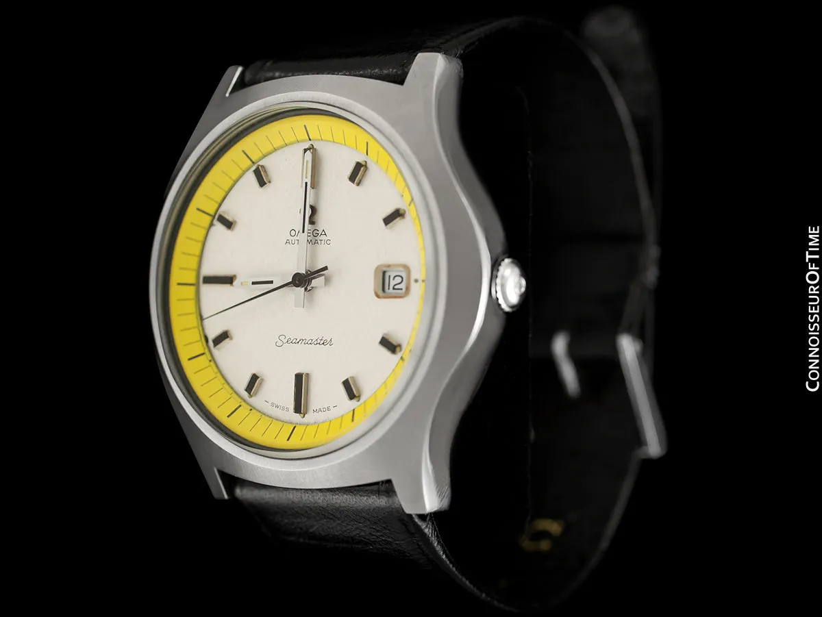 1971 Omega Seamaster Mens Vintage Stainless Steel 42mm Watch with Cal. 565 - Rare 1st Edition Big Yellow with Box & Tag