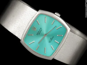 1973 Rolex Cellini Vintage Mens Handwound TV Watch, Ref. 3805 - 18K White Gold