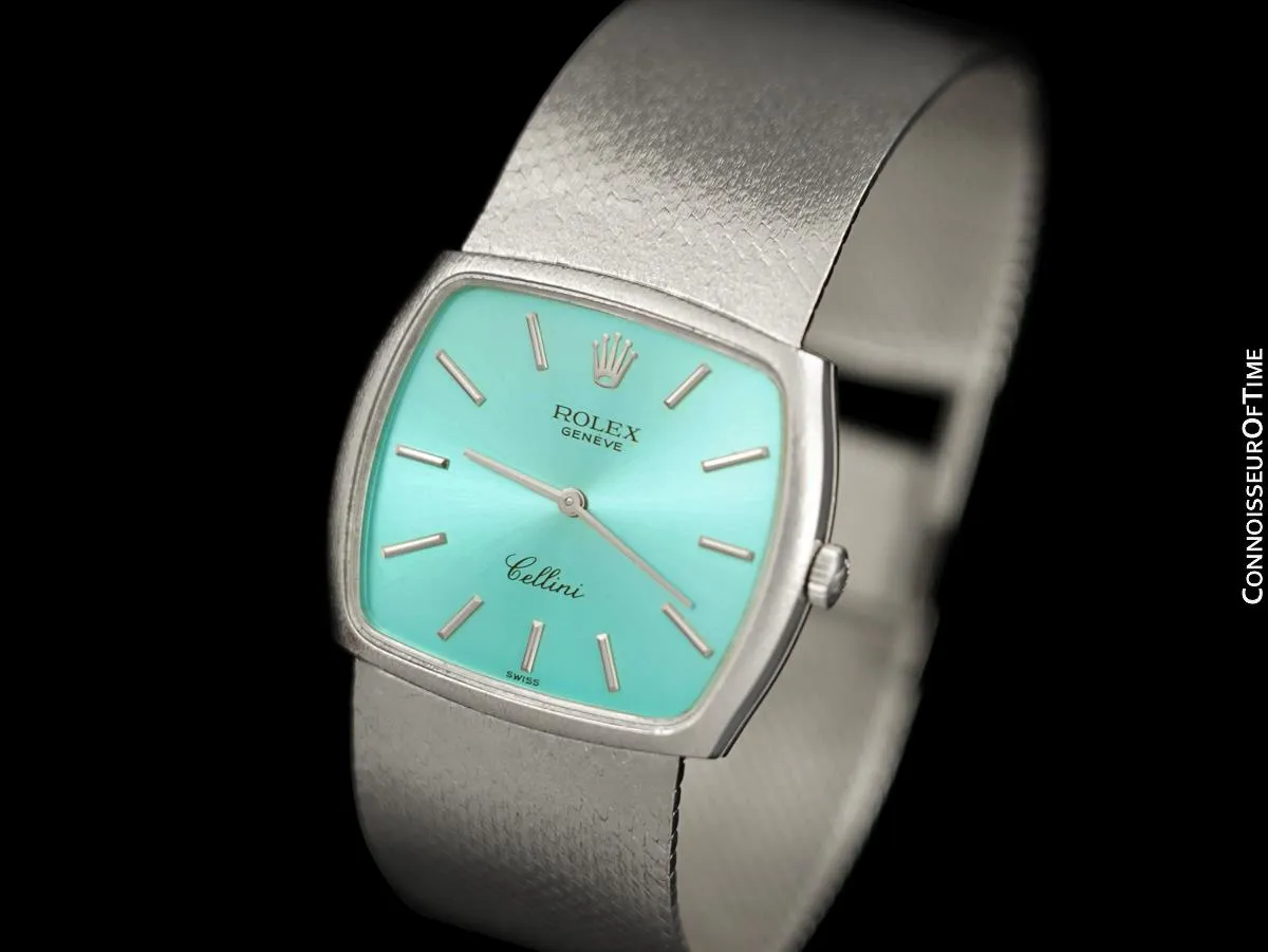 1973 Rolex Cellini Vintage Mens Handwound TV Watch, Ref. 3805 - 18K White Gold