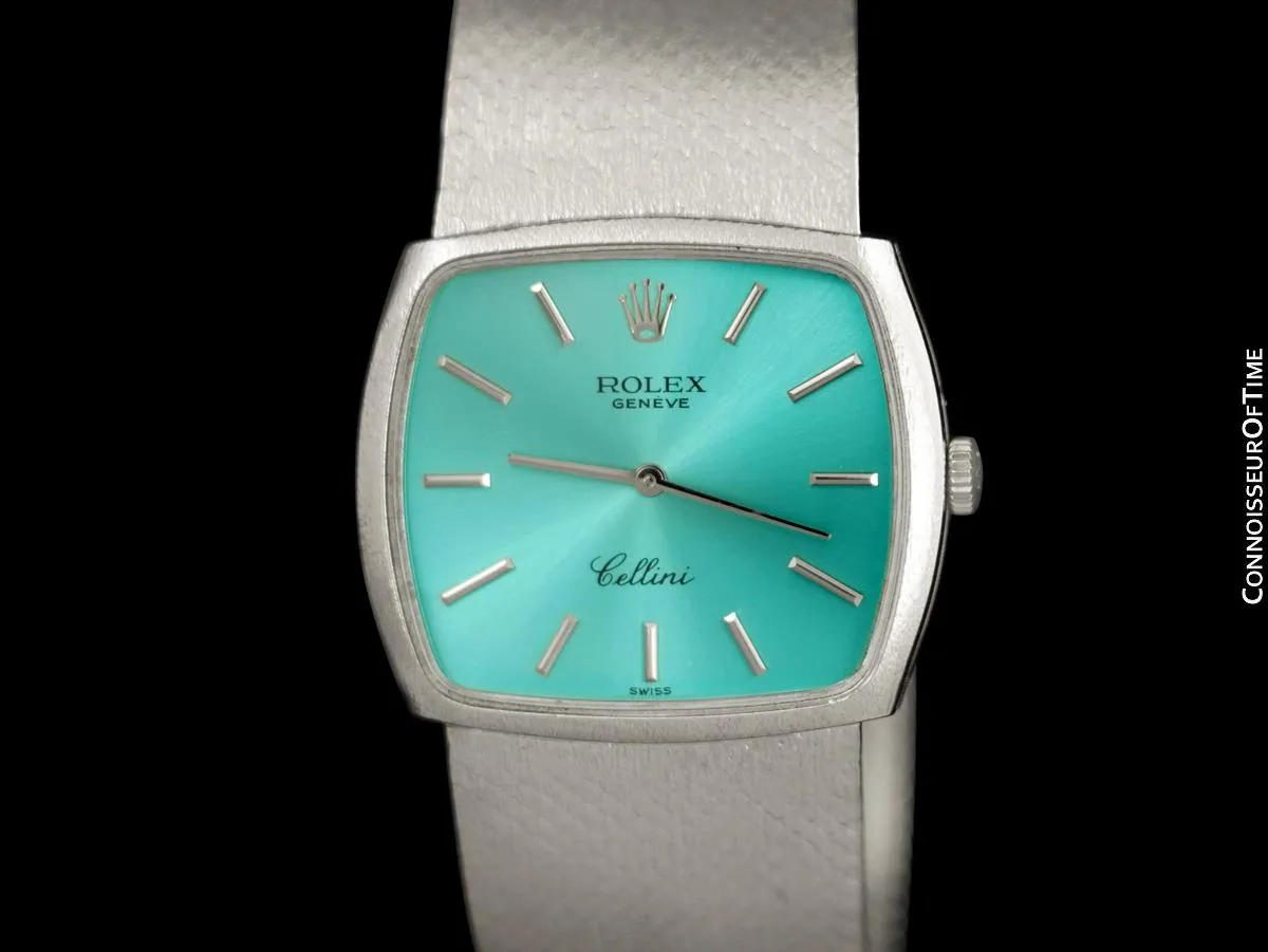 1973 Rolex Cellini Vintage Mens Handwound TV Watch, Ref. 3805 - 18K White Gold