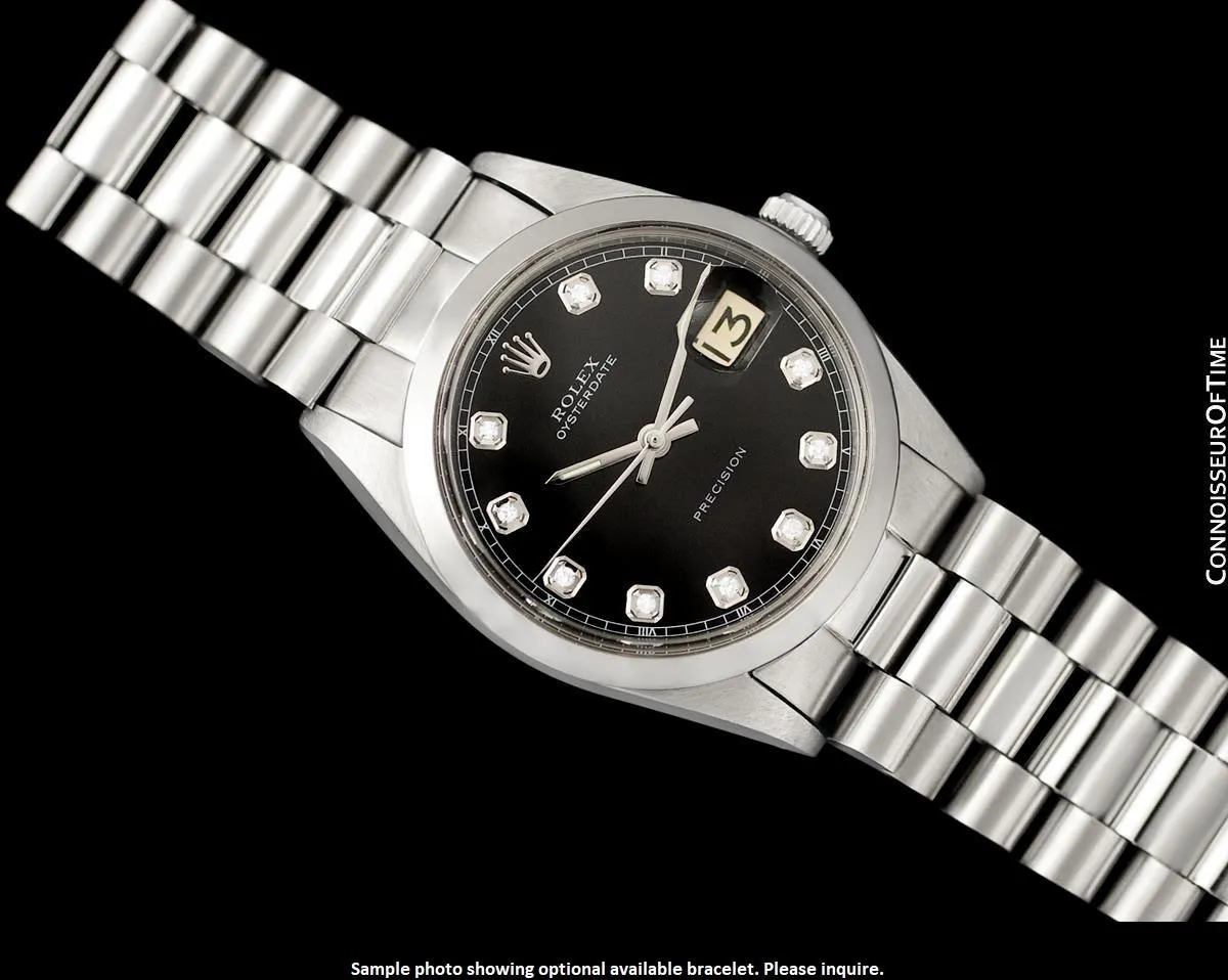 1973 Rolex Oysterdate Vintage Mens Blue Dial Watch with Date - Stainless Steel