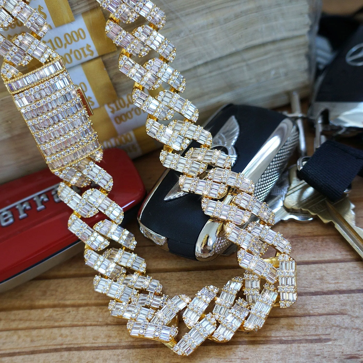 19mm Chandelier Baguette Iced Out Cuban Chain