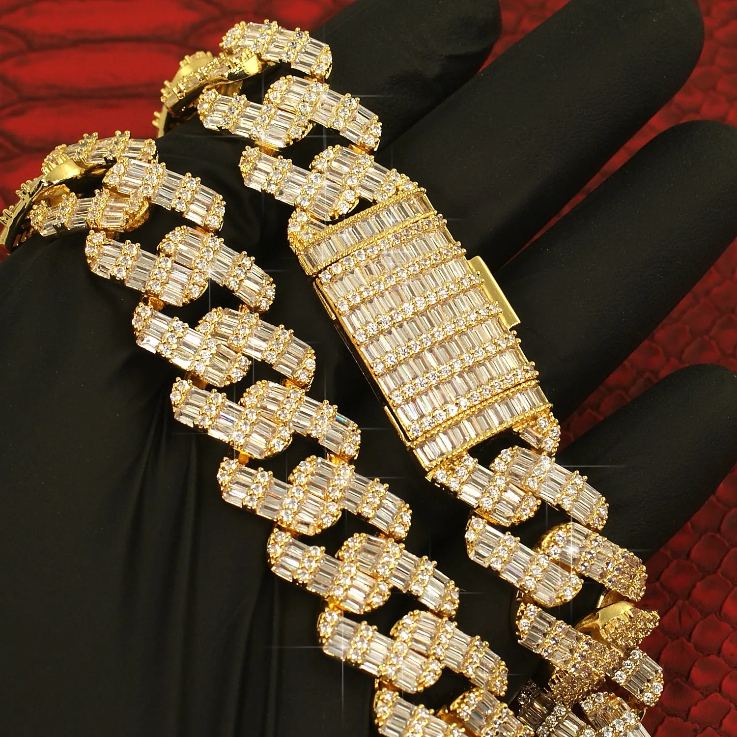 19mm Chandelier Baguette Iced Out Cuban Chain