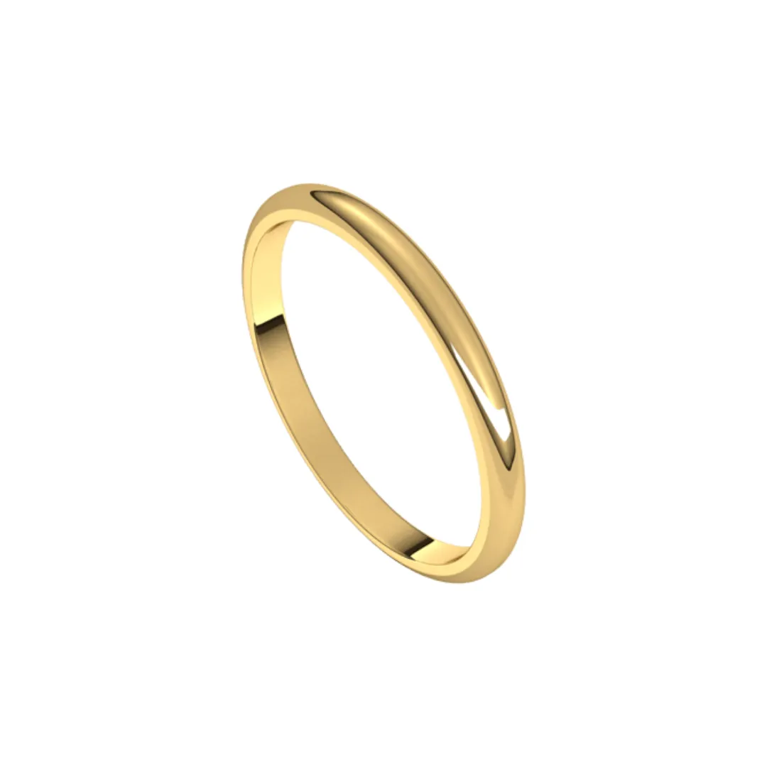 2 mm Wide Half-Round Classic Band