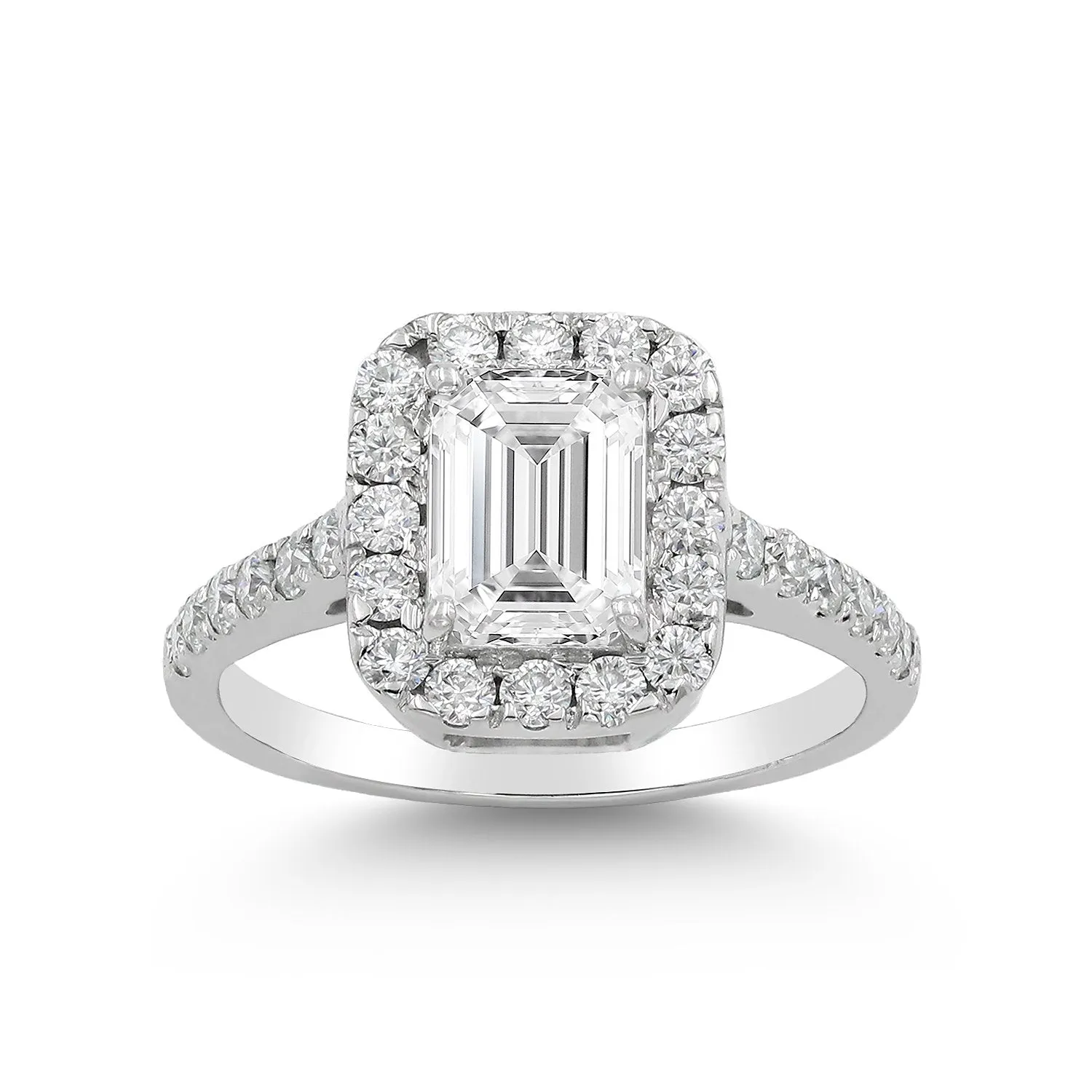 2.50 CTTW Moissanite Emerald Halo Engagement Ring in 925 Sterling Silver