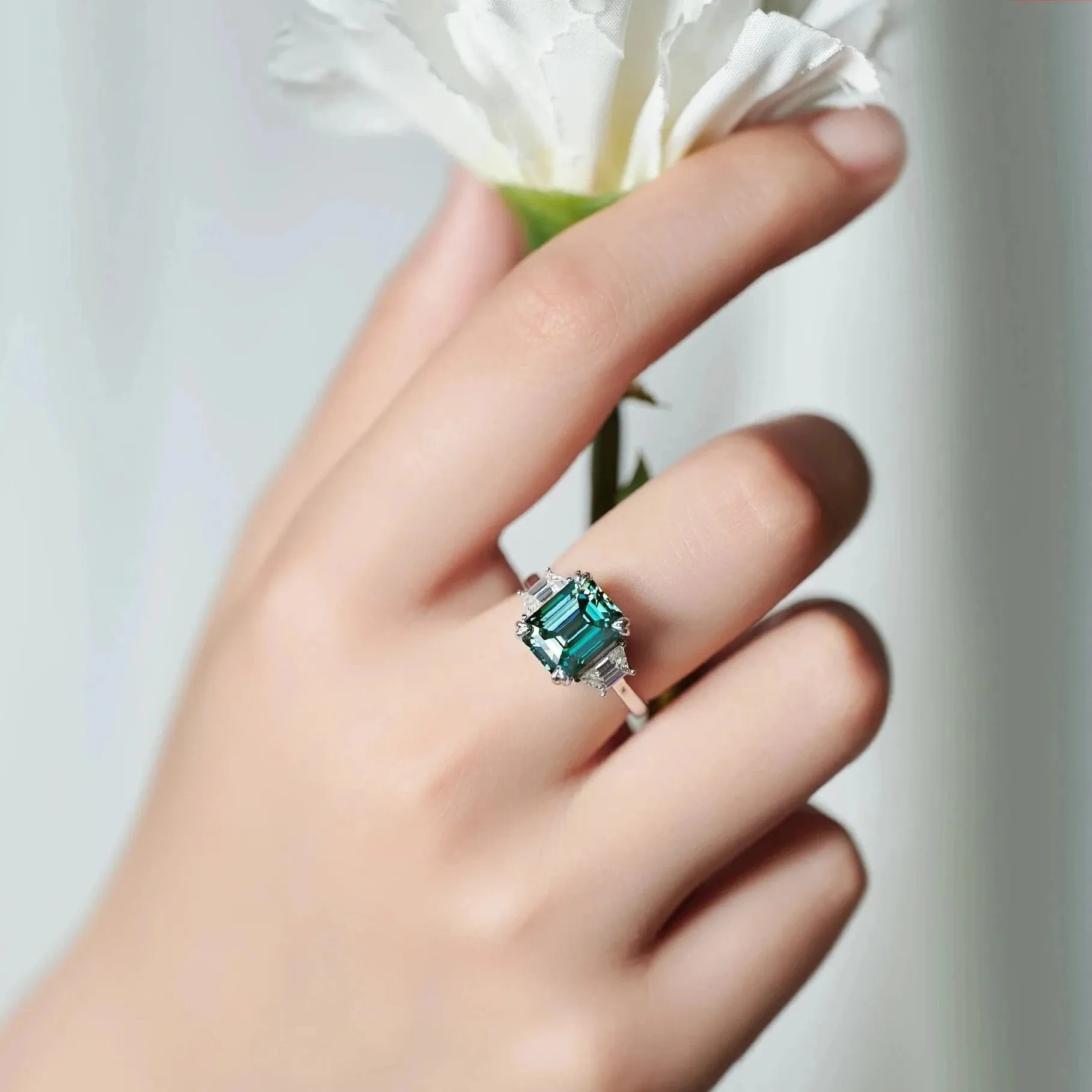 4.0 Ct Emerald Cut Diamond Engagement Ring