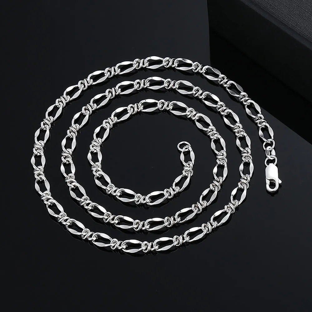 5mm Real Solid 999 Fine Silver Necklace Knot Link Braided Chain Fashion Punk Jewelry 22"-28"