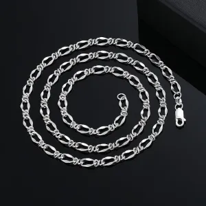 5mm Real Solid 999 Fine Silver Necklace Knot Link Braided Chain Fashion Punk Jewelry 22"-28"