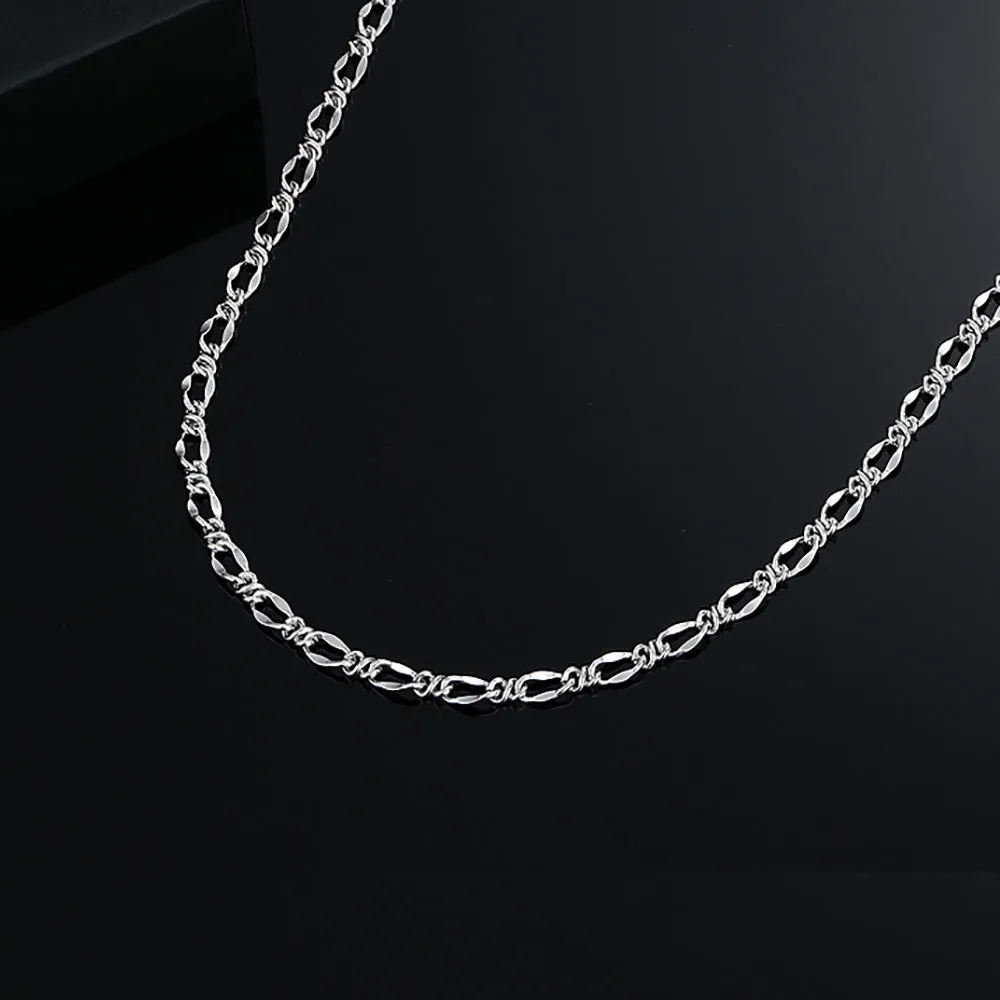 5mm Real Solid 999 Fine Silver Necklace Knot Link Braided Chain Fashion Punk Jewelry 22"-28"