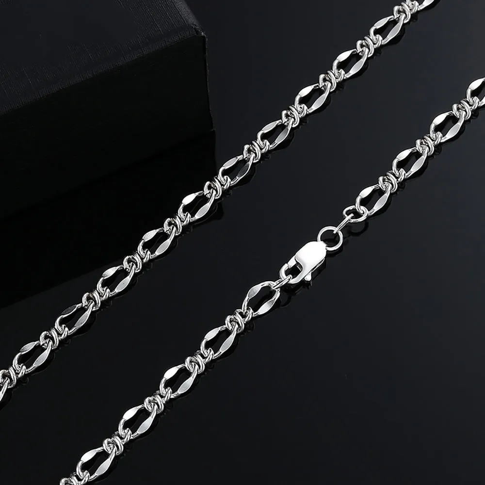 5mm Real Solid 999 Fine Silver Necklace Knot Link Braided Chain Fashion Punk Jewelry 22"-28"