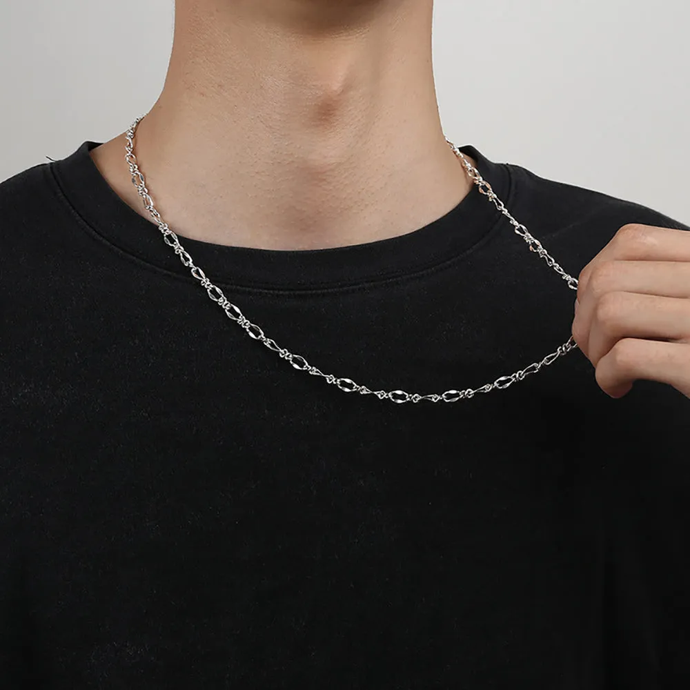 5mm Real Solid 999 Fine Silver Necklace Knot Link Braided Chain Fashion Punk Jewelry 22"-28"