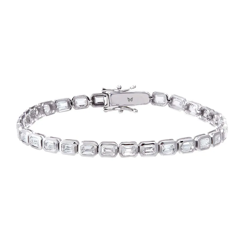 6 Carat Lab Grown Diamond Emerald Bezel Tennis Bracelet 14K