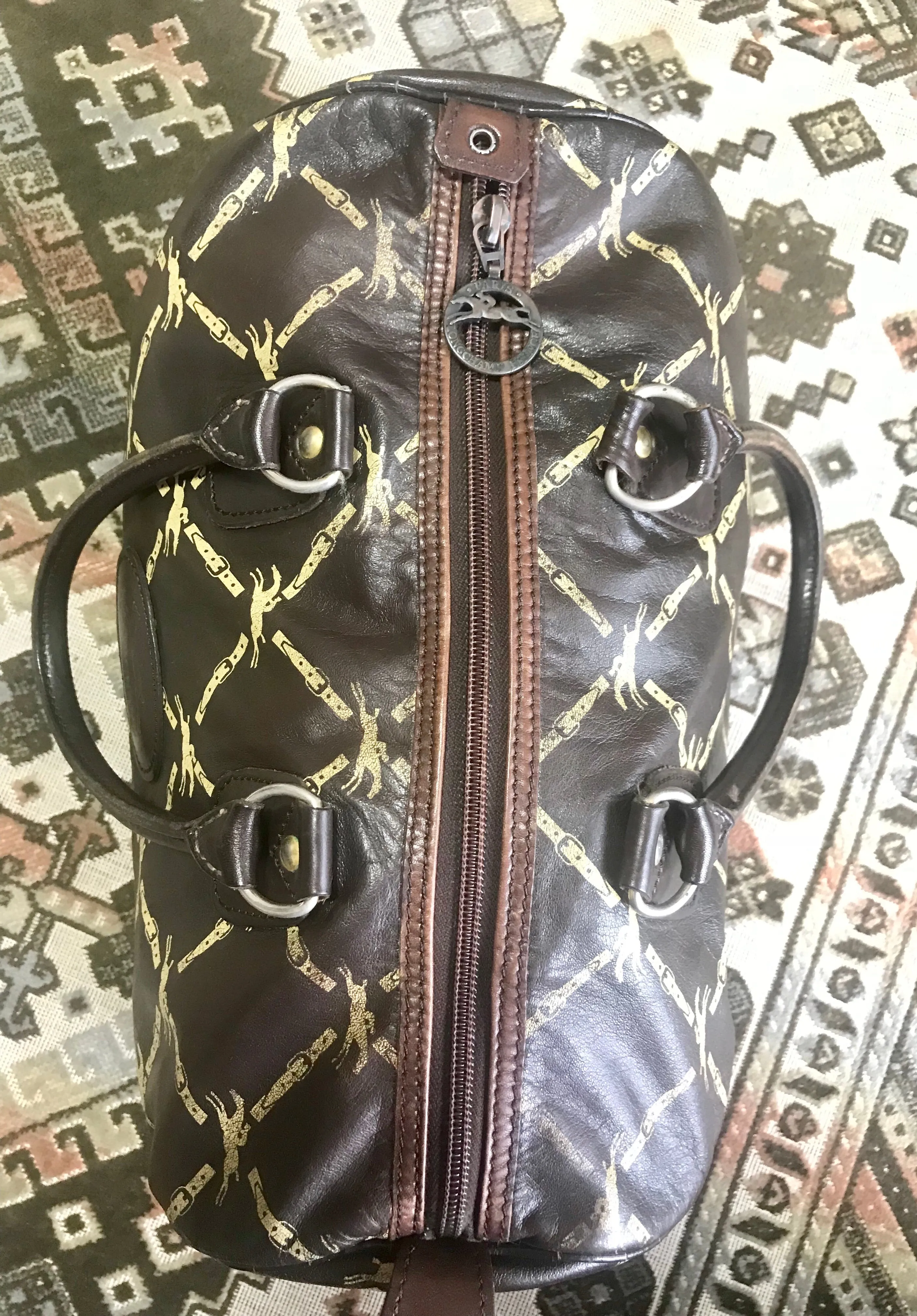 80's vintage Longchamp classic dark brown nappa leather mini speedy style handbag. Classic bag for unisex use. 061022re1