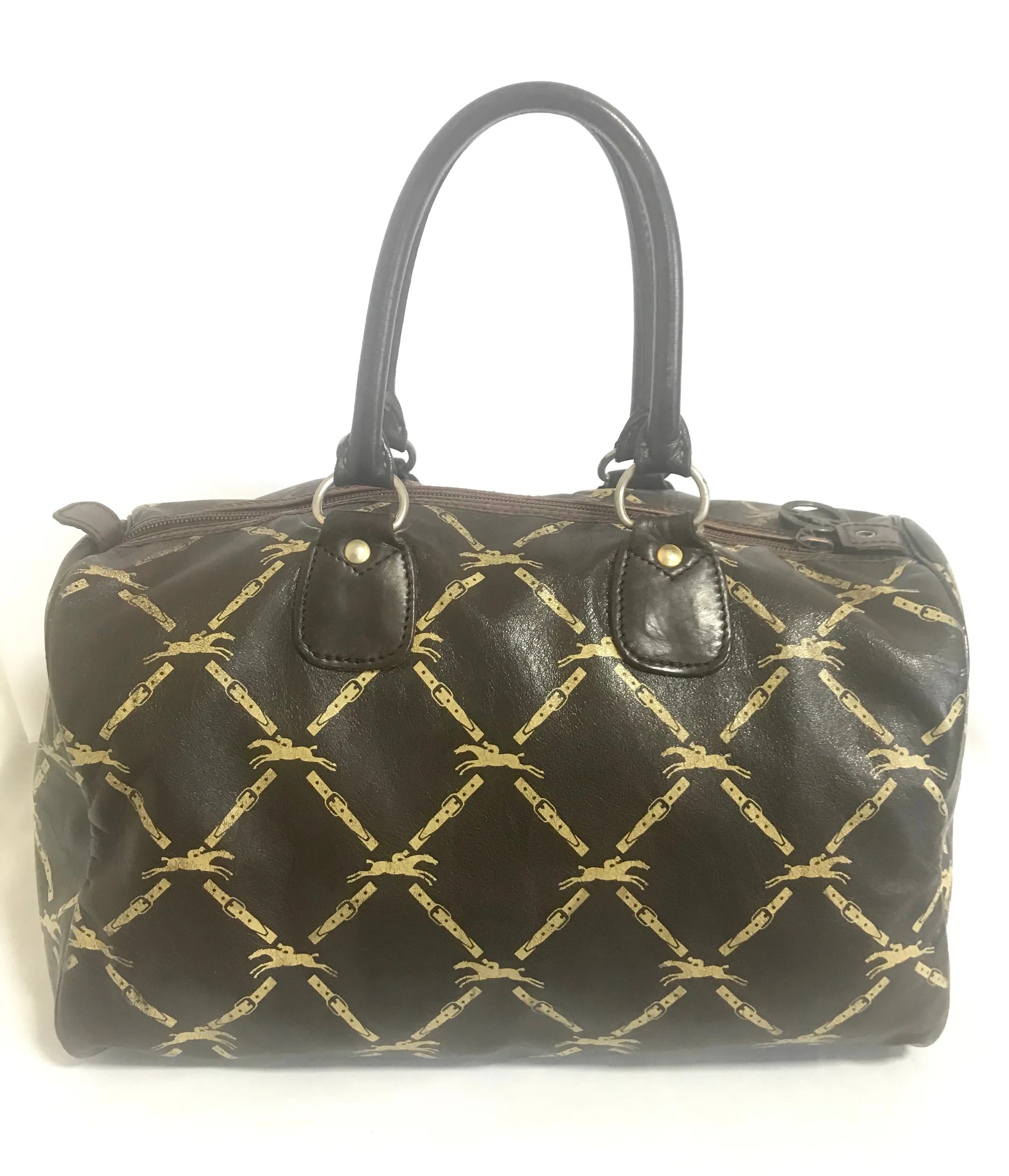80's vintage Longchamp classic dark brown nappa leather mini speedy style handbag. Classic bag for unisex use. 061022re1