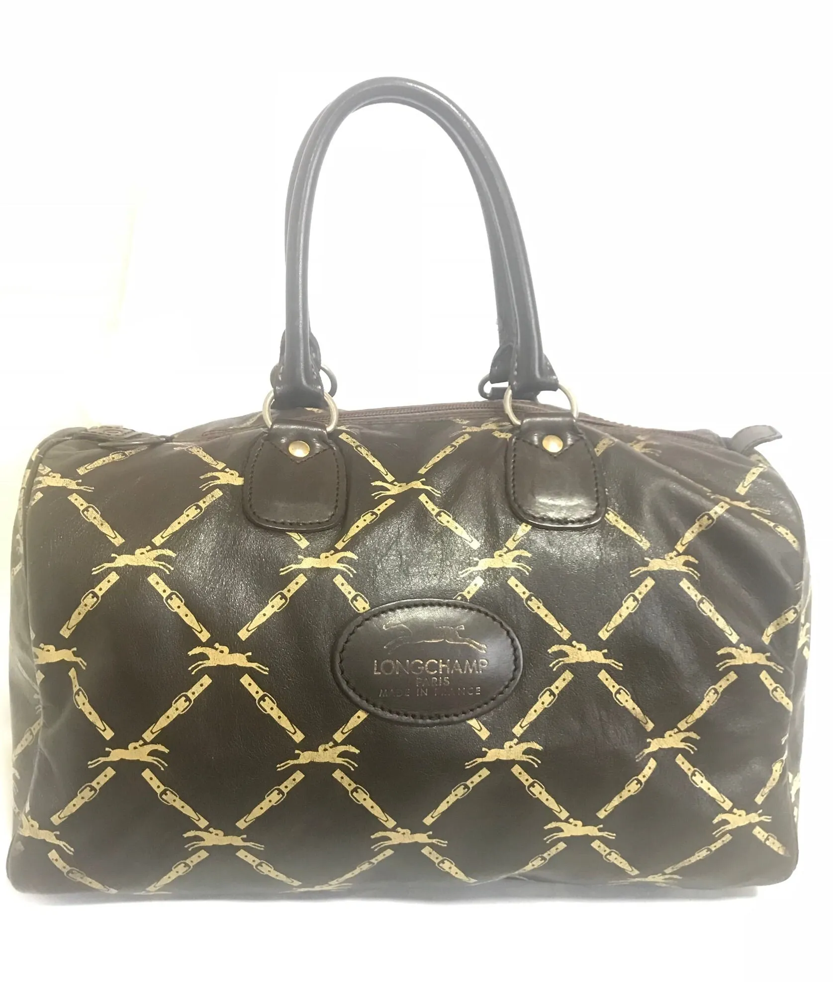 80's vintage Longchamp classic dark brown nappa leather mini speedy style handbag. Classic bag for unisex use. 061022re1