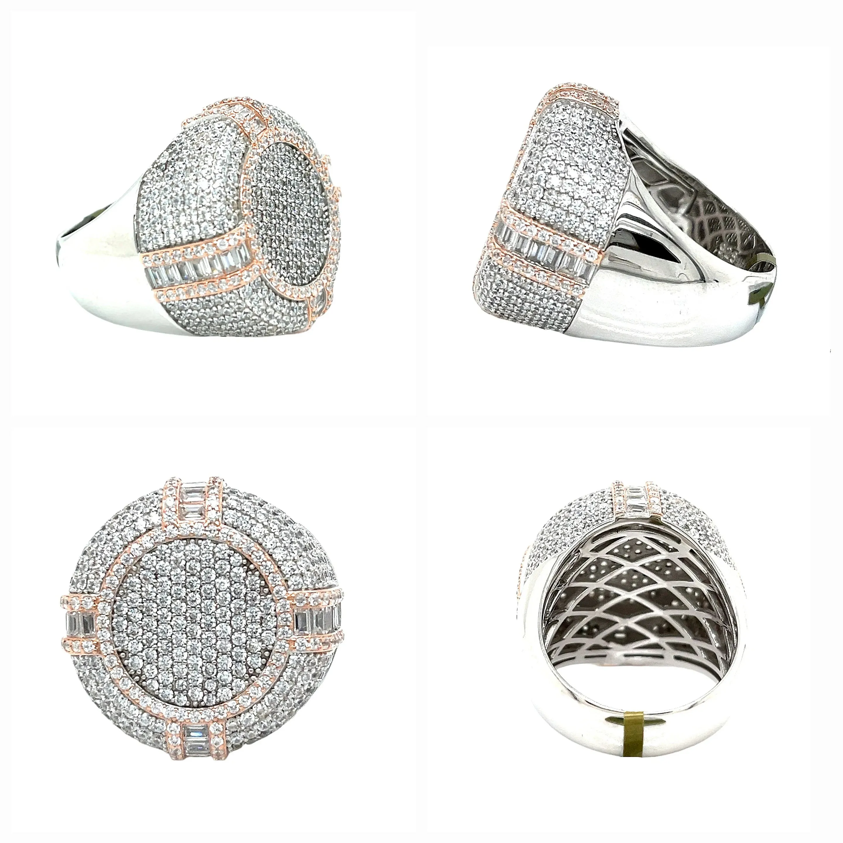925 Sterling Silver Baguette and Round Cubic Zirconia Circle Ring - C100119