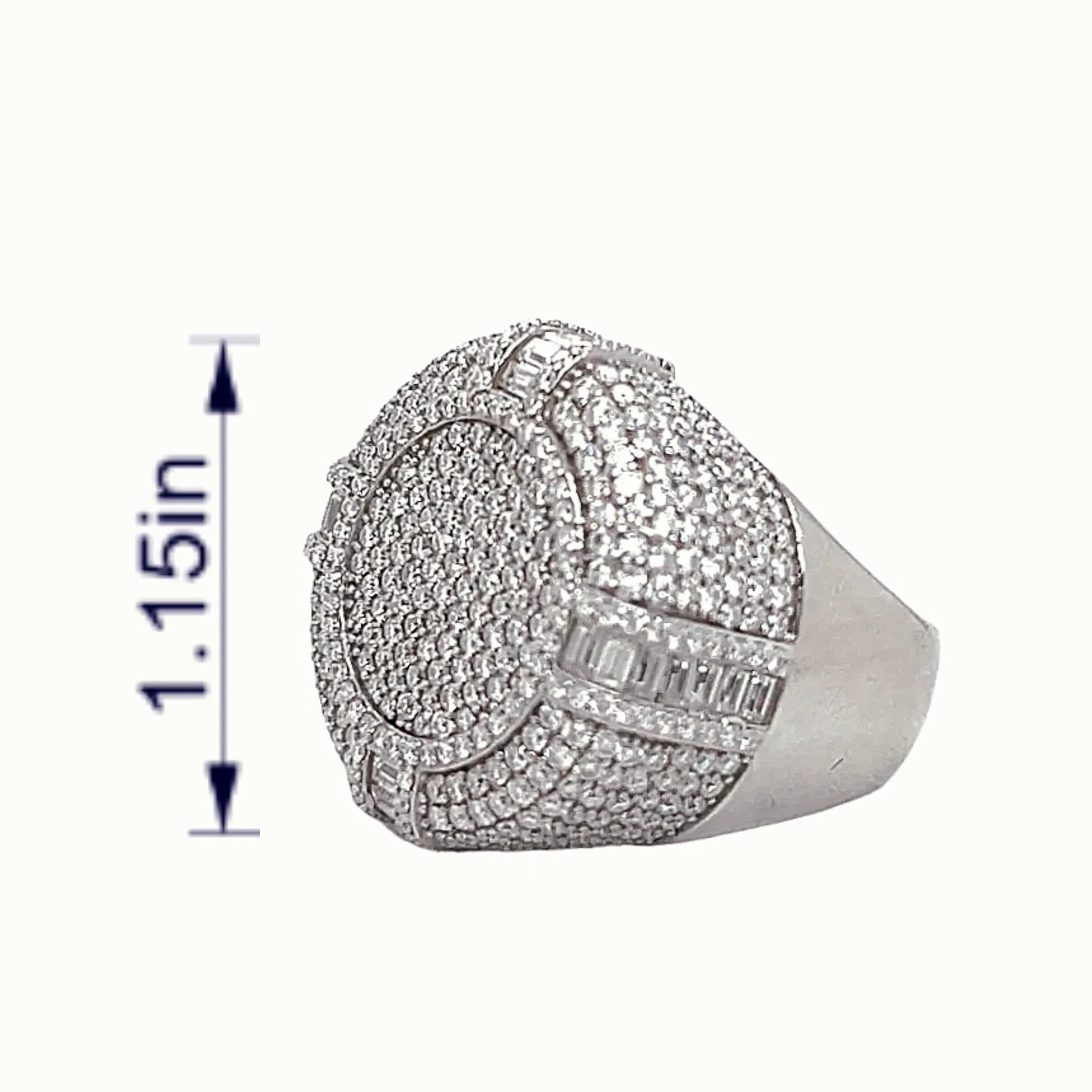 925 Sterling Silver Baguette and Round Cubic Zirconia Circle Ring - C100119