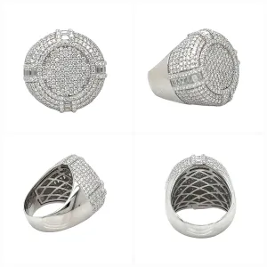 925 Sterling Silver Baguette and Round Cubic Zirconia Circle Ring - C100119