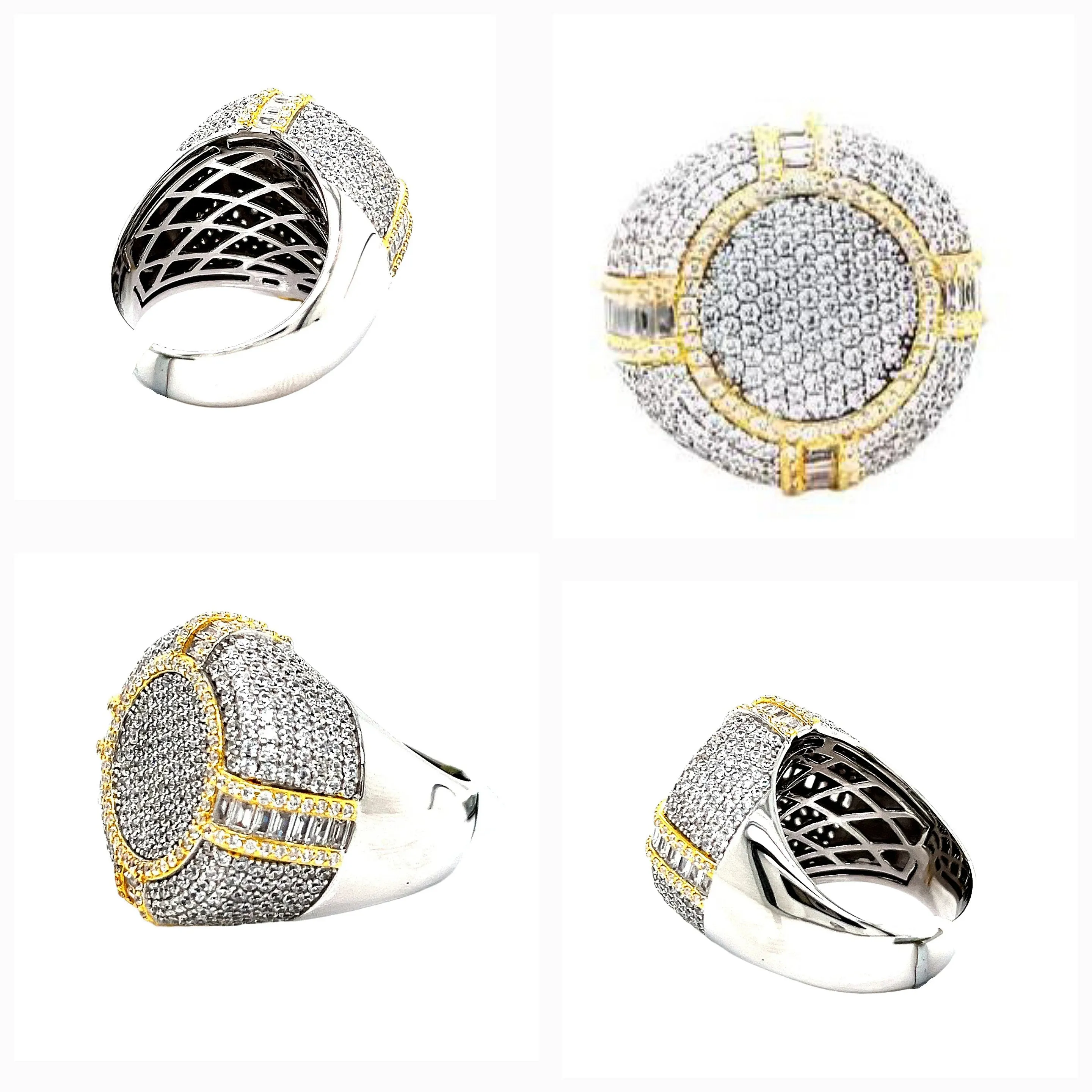 925 Sterling Silver Baguette and Round Cubic Zirconia Circle Ring - C100119