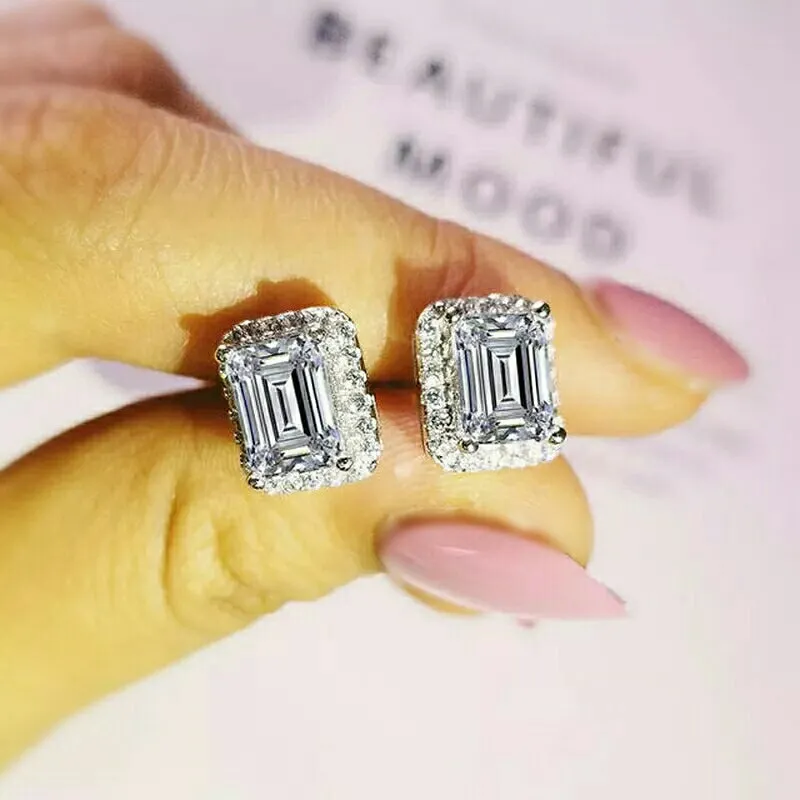 925 Sterling Silver Emerald Cut Jewelry Set