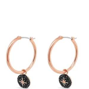 Absolute Rose Gold Gun Metal Star Disc Hoop Earrings
